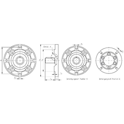 Abtriebsflansch für Stirnradgetriebemotor HR/I Getriebegröße 20/2 und 30/2 Durchmesser 140mm Gesamthöhe 14,5mm, Technische Zeichnung
