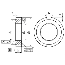 Nutmutter DIN 1804 Form H M20x1,5 gehärtet und Planflächen geschliffen , Technische Zeichnung