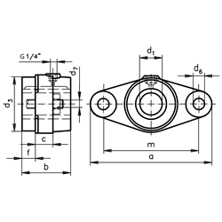 Flanschlager DIN 502 Form A mit Rotgussbuchse Bohrung 40mm D10, Technische Zeichnung
