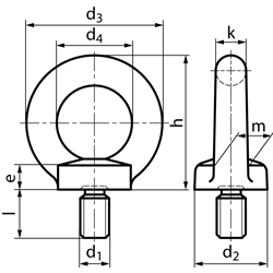 Ringschraube DIN 580 M30 x 45 Stahl C15E galvanisch verzinkt === Benutzerinformation: www.maedler.de im Bereich Downloads ===, Technische Zeichnung
