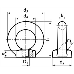 Ringmutter DIN 582 M6 Stahl C15E roh === Benutzerinformation: www.maedler.de im Bereich Downloads ===, Technische Zeichnung
