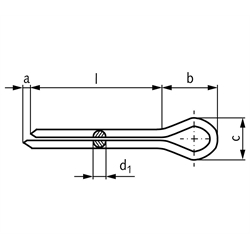 Splint DIN EN ISO 1234 (ex DIN 94) 1,6 x 32 Edelstahl A2, Technische Zeichnung