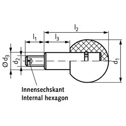 Drehbarer Kugelknopf 3192 Durchmesser 25mm , Technische Zeichnung
