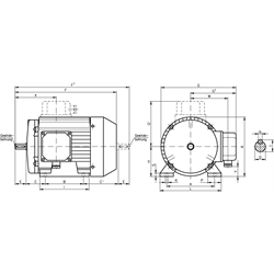 Drehstrom-Normmotor SM/I 230/400V 50Hz 0,25kW ca. 700 /min. Baugröße 80 Bauform B3 Effizienzklasse IE2 (Betriebsanleitung im Internet unter www.maedler.de im Bereich Downloads), Technische Zeichnung