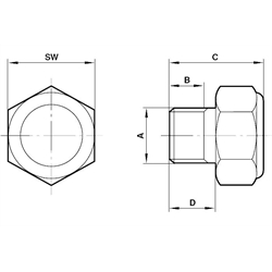 Einschraubfilter Gewinde G3/4A , Technische Zeichnung