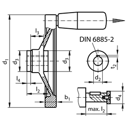 Sicherheits-Handrad SHR Material Aluminium Durchmesser 200mm, Technische Zeichnung