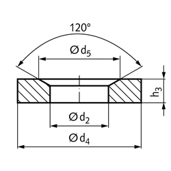 Kegelpfanne DIN 6319 Form G Innen-Ø 28mm Außen-Ø 60mm für Bolzen- Ø 24mm 1.4301, Technische Zeichnung