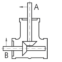 Kegelradgetriebe DZR Größe 2 Ausführung A i=1:1 Gehäuse und Wellen aus Edelstahl , Technische Zeichnung