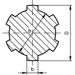 Keilwellen ähnlich DIN ISO 14, Stahl C45, Länge 2000 mm, Technische Zeichnung