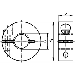 Gewinde-Klemmring geschlitzt Edelstahl 1.4305 Gewinde M 30 x 3,50 mit Schraube DIN 912 A2-70 , Technische Zeichnung