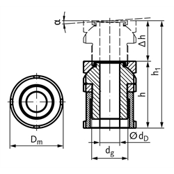 Kugelverstell-Schraube MN 686.9 mit Kontermutter, verzinkt, Technische Zeichnung