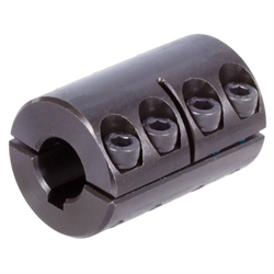 Geteilte Schalenkupplung MAT beidseitig Bohrung 8mm mit Nut Stahl C45 brüniert mit Schrauben DIN 912-12.9 , Produktphoto