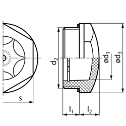 Ölschauglas 541 Polyamid PA-T Schauöffnung 14mm Gewinde G 1/2", Technische Zeichnung