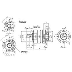 Planetengetriebe MPL Größe 50 Übersetzung i=5 1-stufig, Technische Zeichnung