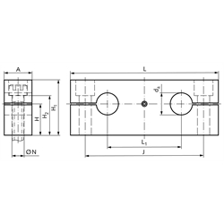 Präzisions-Duo-Wellenbock GWD-3 ISO-Reihe 3 für Wellen-Ø 12mm, Technische Zeichnung