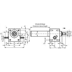 Spindelhubgetriebe NPT Baugröße 3 Ausführung B Basishubgetriebe ohne Spindel für Spindel Tr.30x6 (Betriebsanleitung im Internet unter www.maedler.de im Bereich Downloads), Technische Zeichnung