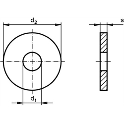 Scheibe DIN 6340 für Gewinde M12 Vergütungsstahl Klasse 10 Außendurchmesser 35mm Breite 5mm , Technische Zeichnung