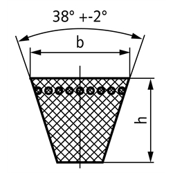 Schmalkeilriemen Profil SPA Wirklänge 2120mm , Technische Zeichnung
