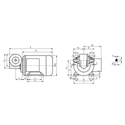 Schneckengetriebe- Motoren MEG, bis 17 Nm, 19 bis 560 1/min, Technische Zeichnung