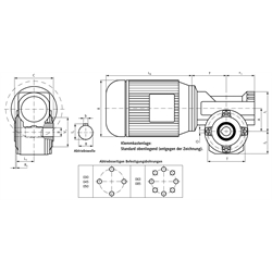 Schneckengetriebemotor HMD/I Grundausführung Getriebegröße 063 n2=60 /min 0,75kW 230/400V 50Hz IE3 Abtrieb Hohlwelle (Betriebsanleitung im Internet unter www.maedler.de im Bereich Downloads), Technische Zeichnung