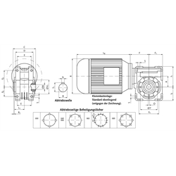 Schneckengetriebemotor HMD/II Grundausführung Getriebegröße 063 n2=13,4 /min 0,25kW 230/400V 50Hz IE2 Abtrieb Hohlwelle (Betriebsanleitung im Internet unter www.maedler.de im Bereich Downloads), Technische Zeichnung