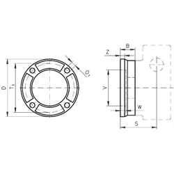 Abtriebsflansch für Schneckengetriebemotor HMD/I Getriebegröße 063 Durchmesser 175mm Gesamthöhe 41mm, Technische Zeichnung