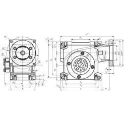 Servo-Schneckengetriebe ZM/S Größe 80 i=4:1 Abtriebswelle mit Schrumpfscheibe an Seite 5, Technische Zeichnung