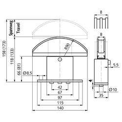 Kettenspanner SPANN-BOX® Größe 1 kurz niedrige Spannkraft 08 B-3, Technische Zeichnung
