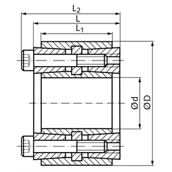 Spannsatz COM-LLH Bohrung 48mm Größe 48x80x64mm, Technische Zeichnung