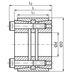 Spannsatz COM-LL Bohrung 48mm Größe 48x80x64mm, Technische Zeichnung