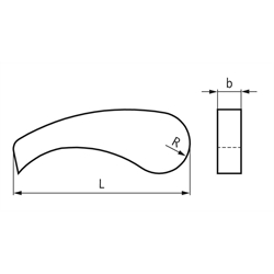 Sperrklinke aus Stahl Länge ca. 75mm Breite ca. 9mm , Technische Zeichnung