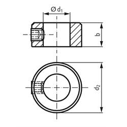 Stellring DIN 705 A Bohrung 22mm Edelstahl 1.4305 Gewindestift mit Innensechskant nach DIN EN ISO 4027 (alte DIN 914), Technische Zeichnung