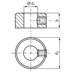 Stellring DIN703 Bohrung 45mm 1.4305 Gewindestift A2 mit Innensechskant, Technische Zeichnung