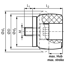 Strukturdämpfer TA 98-40 Durchmesser 98mm Gewinde M16, Technische Zeichnung