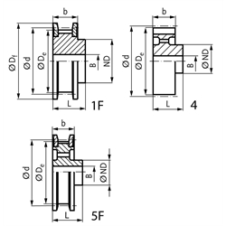 Normzahnriemenrad aus Stahl Teilung H 30 Zähne für Riemenbreite 075 , Technische Zeichnung