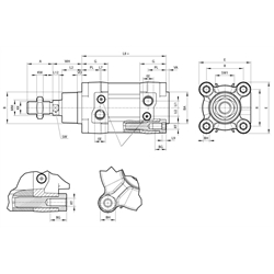 Doppeltwirkender Normzylinder nach ISO 15552 Zylinderdurchmesser 50mm Hub 80mm Druck max. 12 bar 
, Technische Zeichnung