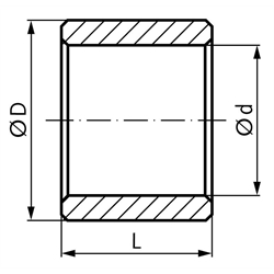 Zylinderbuchse geschlitzte Ausführung 12 x 14 x 8 mm , Technische Zeichnung