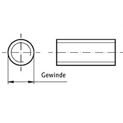 Trapezgewindespindel DIN 103 Tr.16 x 4 x 1000mm lang eingängig rechts Material 1.4305 gerollt , Technische Zeichnung