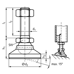 Gelenkteller 2259 NG, Edelstahl, Technische Zeichnung