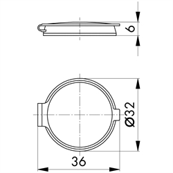 Schutzklappe für Einbaubuchsen, Technische Zeichnung