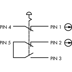 Not-Halt-Taster 2Ö/1S, Einbau-Ø 22,3mm, M12-Stecker 5-polig , Technische Zeichnung