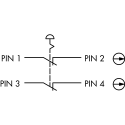 Not-Halt-Taster 2Ö, Einbau-Ø 22,3mm, M12-Stecker 4-polig , Technische Zeichnung
