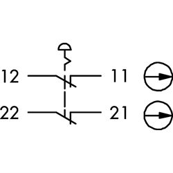 Not-Halt-Taster 2Ö, Einbau-Ø 22,3mm, Flachstecker , Technische Zeichnung
