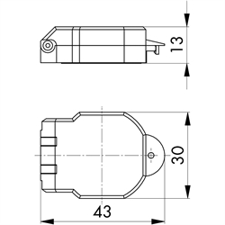 Schutzklappe für Einbaubuchsen,  plombierbar, Technische Zeichnung
