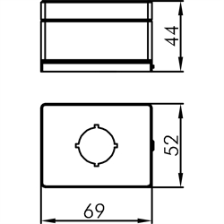 Leergehäuse, Einbau-Ø 22,3mm, für 1 Befehlsstelle, Technische Zeichnung