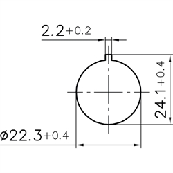 Not-Halt-Taster 2Ö/(1S), Einbau-Ø 22,3mm,  mit Kontaktblöcken, mit Schutzkragen, Technische Zeichnung