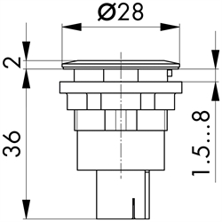 Einbaubuchse RJ45,  Buchse RJ45 / Buchse RJ45, Technische Zeichnung