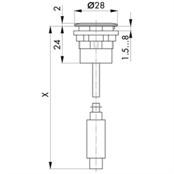 Einbaubuchse USB Typ C, Buchse C  / Stecker C (60 cm) , Technische Zeichnung