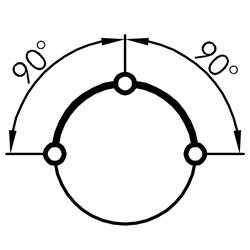 Schlüsseltaster rastend 2S, Schlüsselabzug 0°, +-90° , Technische Zeichnung