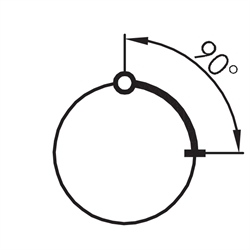 Schlüsseltaster rastend 2S, Schlüsselabzug 0°, Winkel +90°  , Technische Zeichnung